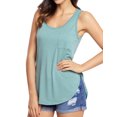 thumbnail image 3 of Women U Neck Solid Color Side Split Scoop Hem Tank Top, 3 of 5