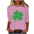 thumbnail image 2 of St. Patricks Day Ladies' St. Patricks Day Printed Round Neck Three Quarter Sleeve 3/4 Sleeve T-Shirt Loose Top, 2 of 6