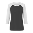 thumbnail image 4 of UPPADA Chandails à Manches 3/4 pour Femmes Mode Tendance Hauts Décontractés Col Rond Chandail Ample Confortable Doux Blouses Grande Taille Coupe Ample T-Shirts Décontractés Vêtements au Coude Hauts à Manches 3/4 pour Femmes Aubaines, 4 of 7