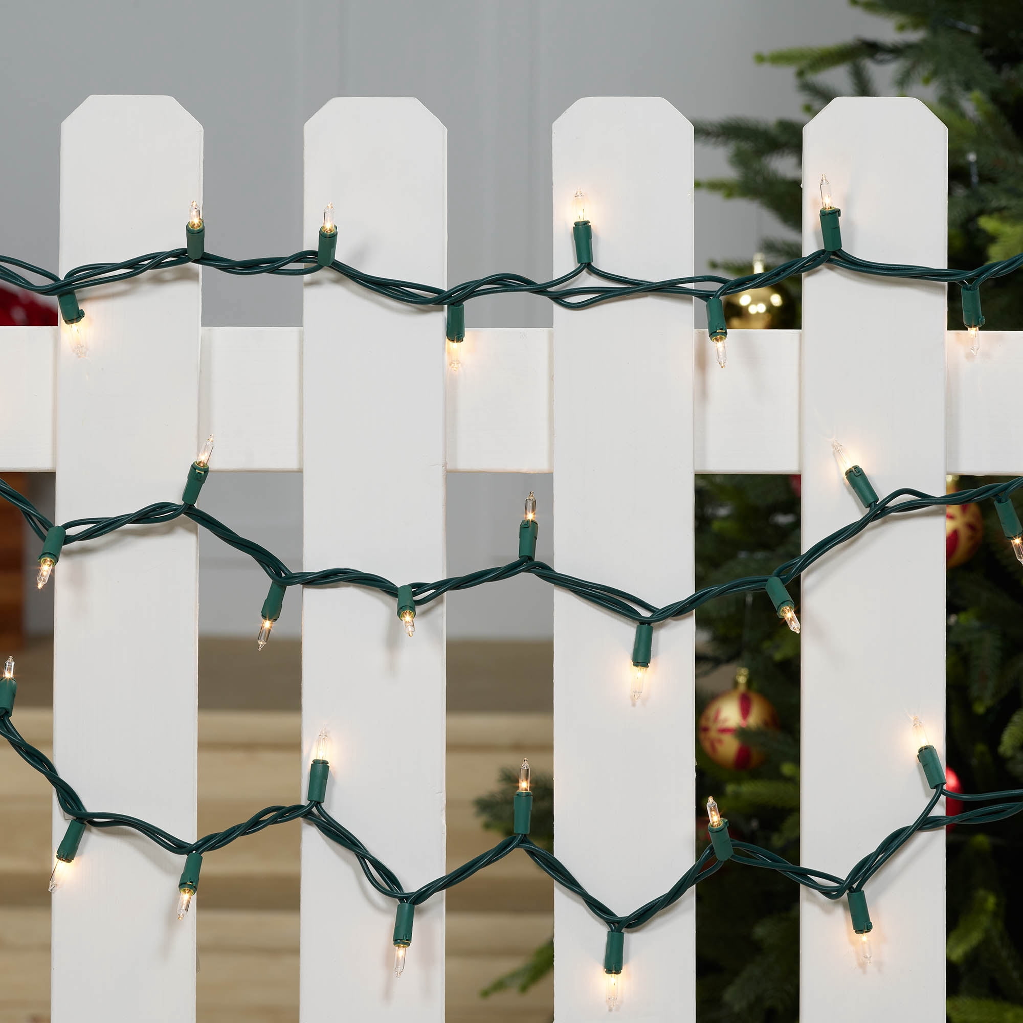Mini guirlandes de Noël lumineuses dotées de 50 ampoules à incandescence de 9,9 pieds, transparentes, avec fil vert Holiday Time