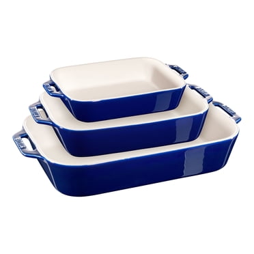 STAUB Ceramique Rectangular Baking Dish Set Dark Blue 3 Piece