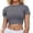 Grey, variant on Fgnfyis Womens Tops Women's Casual Short Sleeve Crop T Shirt Round Neck Basic Solid Top for Spring Summer Everyday Wear T Shirts for Women Black M