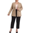 thumbnail image 2 of GRACE & GRANDEUR Women's Plus Size Fall Workwear Notched Lapel Button Down Office Blazer 4X Khaki, 2 of 6