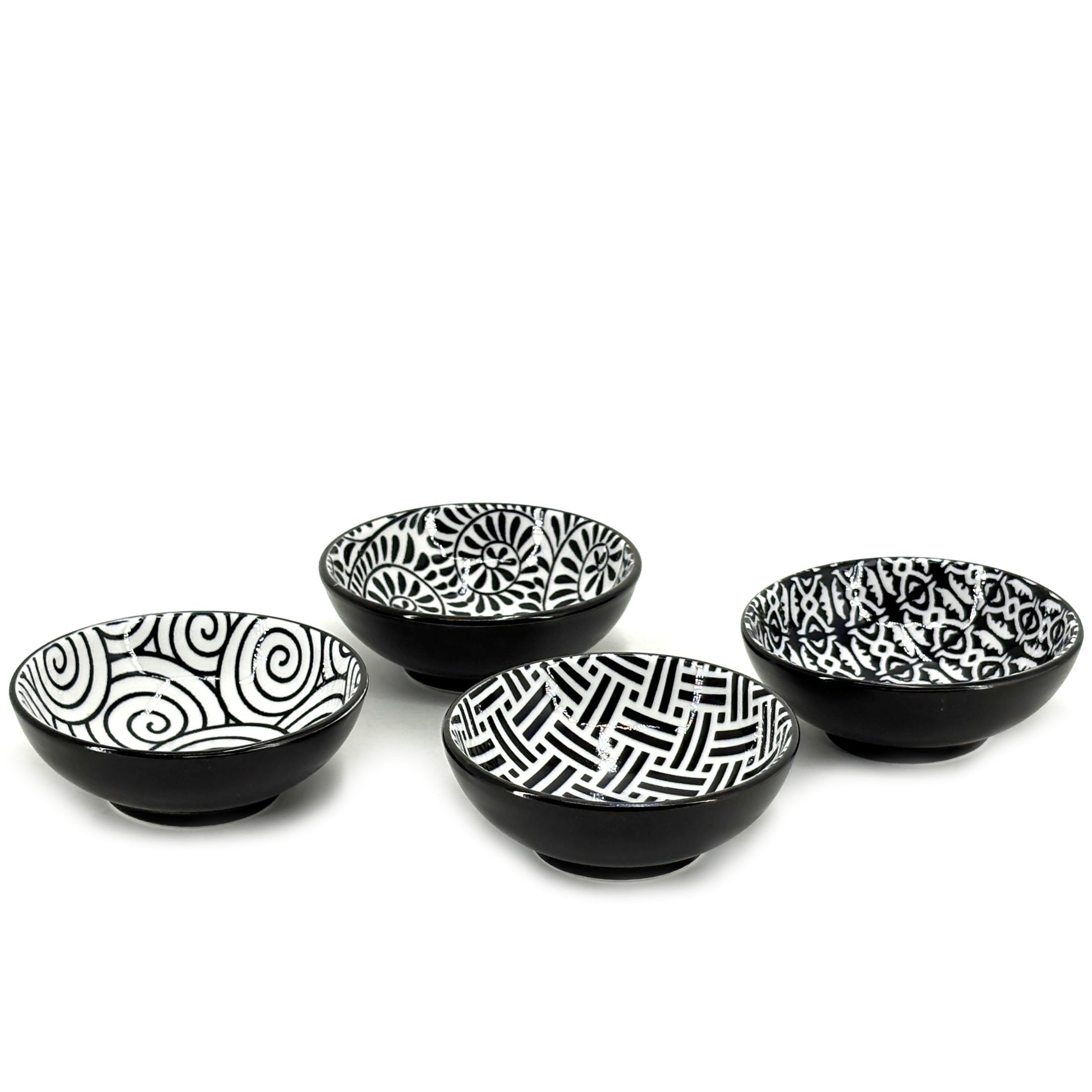 Hometrends bol à trempette mini rond 60ML, motifs assortis noir et blanc, grès