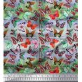 thumbnail image 1 of Soimoi Modal Satin Fabric Colorful Butterfly Print Fabric by Yard 42 Inch Wide, 1 of 5