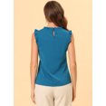 thumbnail image 4 of INSPIRE CHIC Chemisiers de Travail Sans Manches pour Femmes à Volants Plissés Hauts CHIC Bleu Paon S, 4 of 5