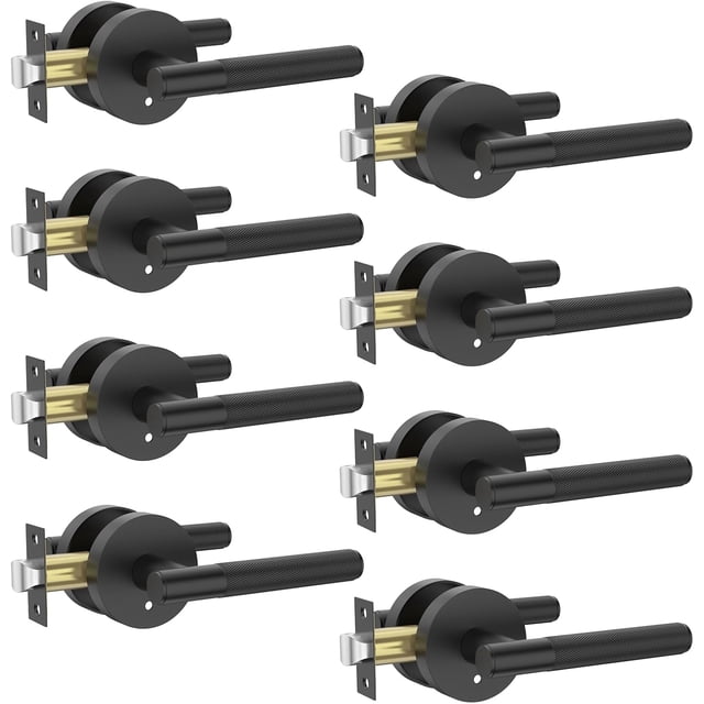 Poignées de Porte Mates Intérieures Moletées Intimité Poignées de Porte Levier de Porte Robuste pour Chambre Ou Salle de Bain Réversible Sans Clé pour Portes Gauche Droite AM