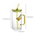 thumbnail image 3 of fheaev Square Glass Tumbler With Handle Double-Wall Glass Straw Cup Stylish Two-Way Straw Tumbler Elegant Handle Glassware Set, 3 of 9