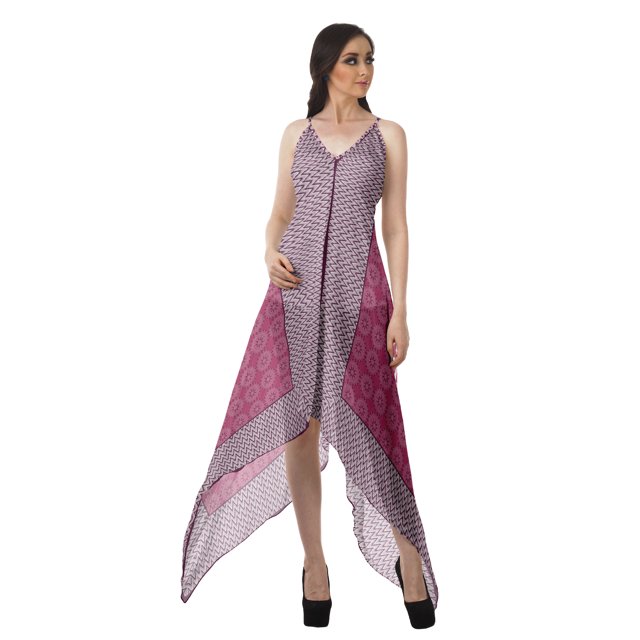 Moomaya Robe à Ourlet Asymétrique pour Femmes, Robe à Bretelles Spaghetti à Dos Nu avec Mouchoir