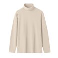 thumbnail image 3 of Plain Tshirts for Men Men's Winter Solid Color Medium High Neck Designlong Sleeved Round Neck Top Beige XL, 3 of 3
