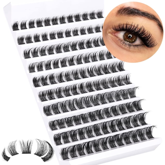 HSHDLDF Lash Extension 120Pcs Lash Clusters, DIY Eyelash Extension Natural Cluster Lashes Fluffy Wispy Lash Clusters Extension Full Volume Individual Lashes Cluster at Home 8-16mm ALICROWN