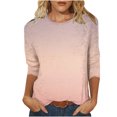 thumbnail image 1 of IROINID Économies Polyester T-Shirt à Manches Longues pour Femmes Loisirs Printemps Imprimé Manches Mi-Longues Col Rond Tee Hauts, Beige, 1 of 5