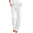 thumbnail image 1 of TIMIFIS Pants For Women Women Casual Cotton And Linen Solid Drawstring Elastic Waist Long Straight Pants Business Casual Pants For Women, 1 of 6