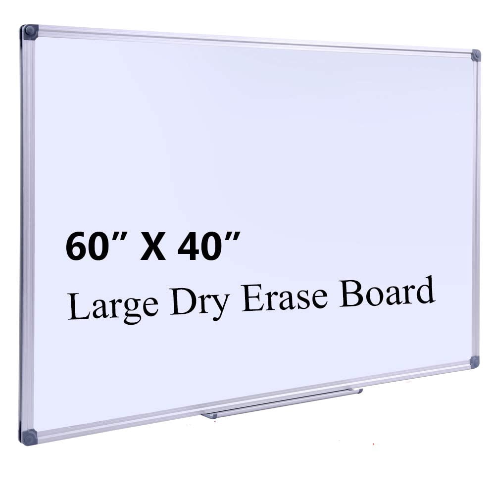 DexBoard Large 60 x 40-in Magnetic Dry Erase Board with Pen Tray| Wall-Mounted Aluminum Message Presentation Memo White Board for Office Home and School, 60" x 40"