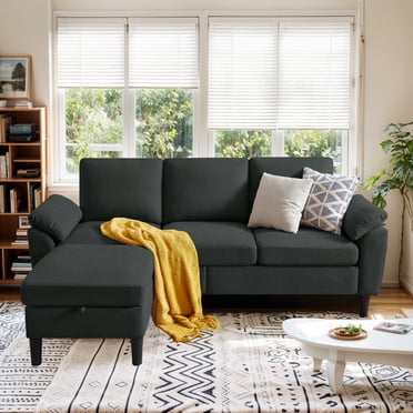 Soscana Sectional Sofa Couch with Storage Ottoman,Modern 3 Seat L Shaped Sofa and Couches for Living Room Apartment Studio Office
