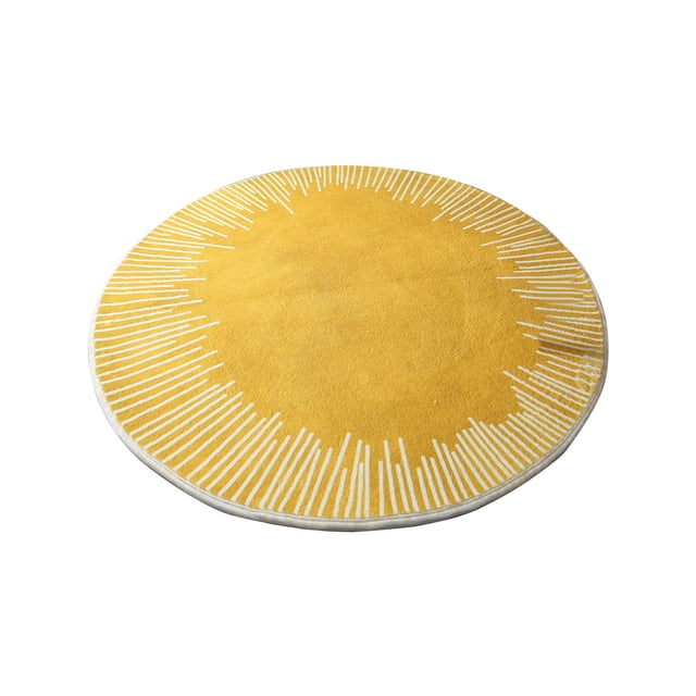 Bwiyojiz 23.6" Area Rugs Round Short Hair Rug 23.6in Round-No Loss Rug-Non-Shedding and Easy for High in Living Room Bedroom-Washable To Home Bedroom, Polyester, Yellow, Gifts for Yourself