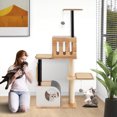 thumbnail image 4 of Gymax Wood Cat Tree w/Dual Cat Condos Sturdy Metal Tubes Frame Sisal Scratching Posts, 4 of 10