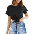 thumbnail image 1 of Hauts d'Été pour Femmes Décontractés à Col Rond Basiques Couleur Unie T-shirt à Manches Courtes Hauts pour Femmes Blouse Habillée, 1 of 7