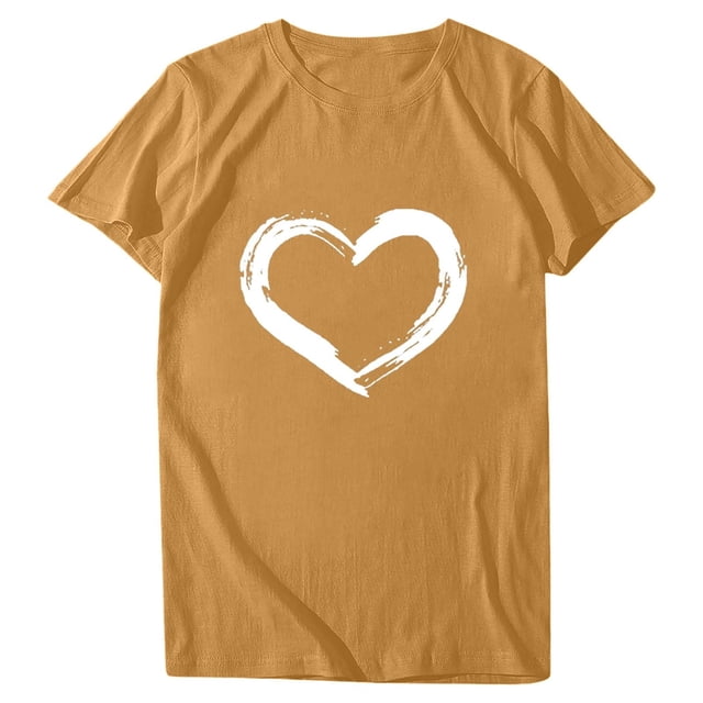 Babysbule Hauts pour Femmes en Liquidation Femmes Manches Courtes Col Rond Imprimé en Forme de Cœur Hauts Décontractés Blouse T-shirt