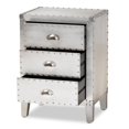 thumbnail image 2 of Bowery Hill Contemporary Silver Metal 3-Drawer Nightstand, 2 of 9