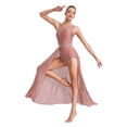thumbnail image 1 of iiniim Femme Paillettes Strass Costume de Danse Lyrique Robe Fendue Sans Manches Rose Poudré TG, 1 of 7
