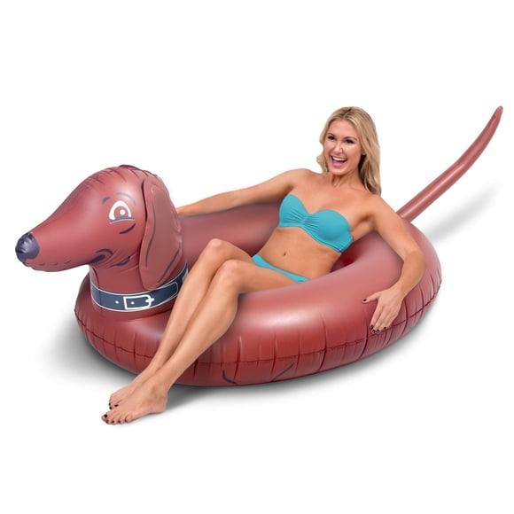 GoFloats Wiener Dog Party Tube Inflatable Raft, Float in Style (for Adults and Kids), Brown