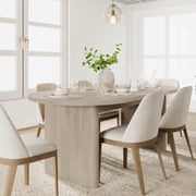 Ourlova 70 Oval Dining Table for 6 to 8 People Long Large Kitchen Table with Thick Sturdy Wooden Base Farmhouse Dining Room Table for Kitchen Living Room Office Grey