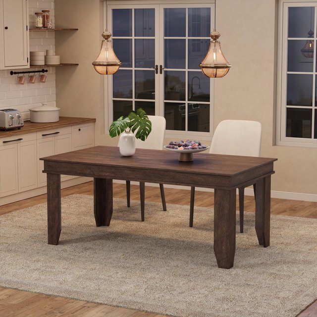 63" Rectangular Dining Table with Scratch-Resistant Laminate Top, Sturdy Kitchen Table for 6 with Adjustable Leveling Feet, Easy Assembly,Chair not included