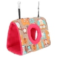 thumbnail image 1 of Pet Supplies, Comfortable Triangular Soft Fabric Bird Hanging Bed Warm Washable  Hammock Rose Red Bottom  For Home S Owl Pattern And Rose Red Bottom, 1 of 8