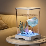 Aodebiao Self Cleaning Fish Tank, Fish Tank Kit, Beginner Fish Tank, Aquarium Starter Kits for Desktop Room Decor, Led Light Decorations Whisper Filters Water Pump, Betta Fish Tank