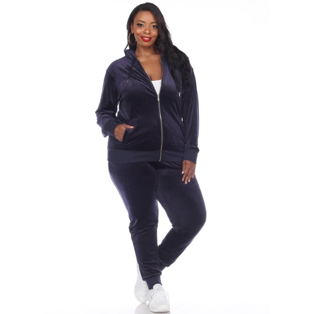 White Mark Ensemble de Survêtement en Velours pour Femmes, 2 Pcs