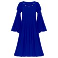 thumbnail image 3 of Doomiva Robe Renaissance Rétro à Manches Cloche pour Filles Enfants Costume Médiéval Halloween Cosplay Longue Robe Maxi Bleu 8, 3 of 7