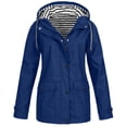 thumbnail image 1 of Women Casaul Solid Jackets Outdoor Plus Size Drawstring Zipper Hooded Raincoat Windproof Tops Coat with Pocket, 1 of 5