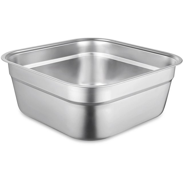 Stainless Steel Washing Up Bowl, Multi-Purpose Dish Tub for Sink, Large Square Container for Kitchen, Vegetable Washing Basin, Sturdy Dishpan for Home