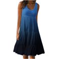thumbnail image 1 of CHUANK Robes en Lin pour Femmes Été Grande Taille Manches Courtes Col en V Longueur Genou Robe Ample Décontractée Confortable Robe de Plage Soldes de Liquidation 2024, 1 of 6
