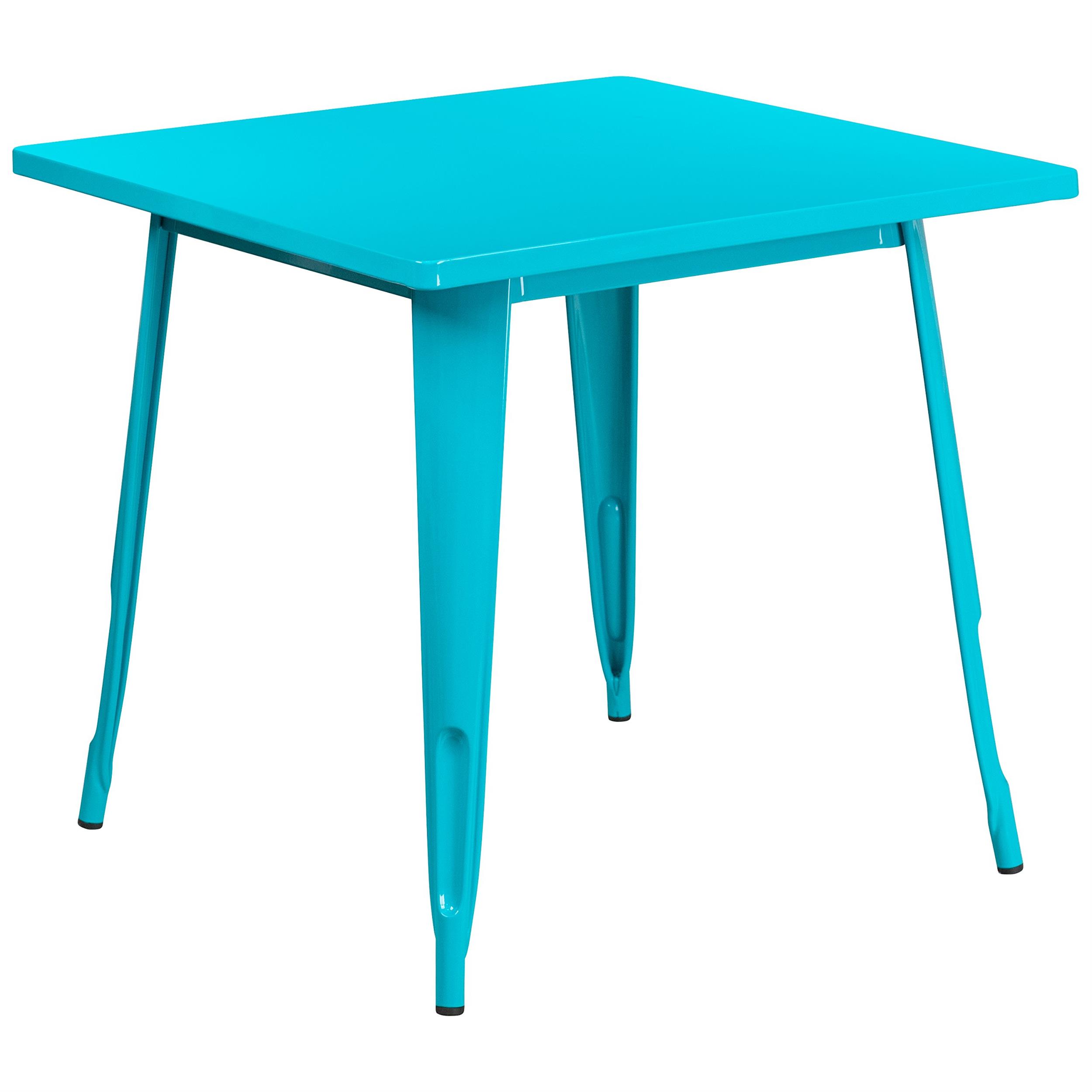 Bowery Hill 31.5" Square Metal Dining Table in Crystal Blue