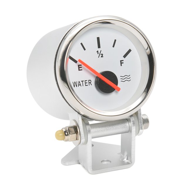 52MM Fuel Level Gauge 0-190 Ohm Oil Tank Level Indicator Meter With Silver Gauge Holder Red Backlight Water Level Meter 9-32V ,Easy Setup