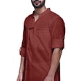 thumbnail image 2 of Atasi Solid Kurta Pajama For Men Asymmetric Style Casual Summer Clothing, 2 of 5