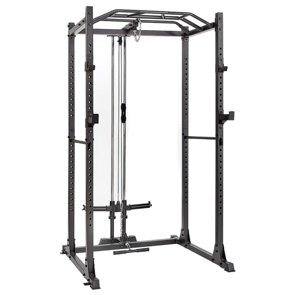 Cage d'Alimentation, Support Accroupi de Capacité 1200 Lb avec Machine à Croisement de Câbles, Support d'Alimentation avec Lattes et Accessoires Rabattables - 1020160-162