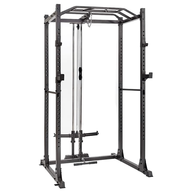 Power Cage, 1200LB Capacity Squat Rack with Cable Crossover Machine Power Rack with LAT Pull Down Attachments - 1020160-162