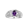thumbnail image 1 of RYLOS Men's Rings Sterling Silver Rings Classic Designer Style 8X6MM Oval Gemstone & Diamond Ring Amethyst February Birthstone Rings For Men Size 12, 1 of 7