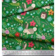 thumbnail image 2 of Soimoi Poly Georgette Fabric Floral,Rabbit & Porcupine Cartoon Print Sewing Fabric Yard 42 Inch Wide, 2 of 3