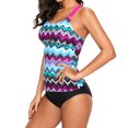 thumbnail image 3 of Débardeur Tankini à Dos en Y Imprimé Zigzag Violet Bleu pour Femmes, 3 of 10