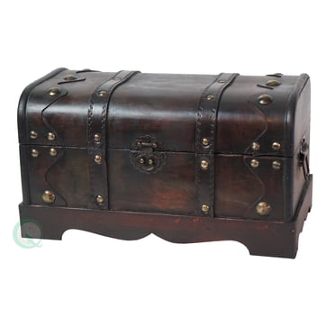 Vintiquewise Small Pirate Style Wooden Treasure Chest
