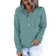 thumbnail image 1 of Timegard Chandails à Capuchon pour Femmes, Boutons, Manches Longues, Chandails Molletonnés, Chandail à Enfiler, Automne Hiver, Haut Ample avec Poche, 1 of 6