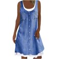 thumbnail image 2 of SMihono Robe d'Été pour Femmes Grande Taille Robe d'Été Décontractée Manches en Dentelle Col en V Robe Mi-Longue Ample, 2 of 8
