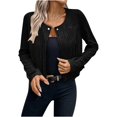 thumbnail image 1 of LOVZFMLL Cardigan for Women's Temperament Leather Velvet Tassel Trim Button Placket Jacket Solid Color Long Sleeved Tassel Jacket Cardigan, 1 of 7