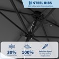 thumbnail image 4 of Garvee 10' x 6.5' Rectangular Patio Umbrella with Crank & Push Button Tilt, 6 Sturdy Ribs, Gray, 4 of 7