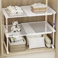thumbnail image 2 of Étagère d'Armoire Extensible, Organisateur Empilable, Support à Largeur Réglable, Rangement Gain de Place pour Cuisine, Salle de Bain, Garde-Robe, Armoire à Chaussures, 2 of 6