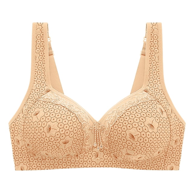 Women Sexy Lace Back Button Shaping Cup Adjustable Shoulder Strap Large Size Underwire Bra